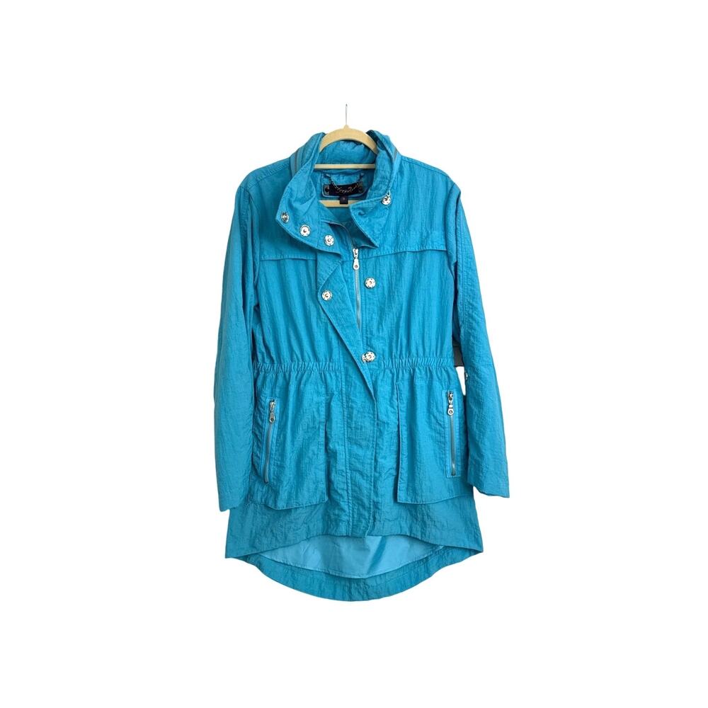 Seven7 Throwback Windbreaker Anorak Blue Convertible Rain Jacket Size Medium